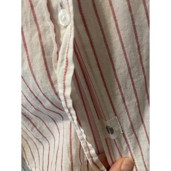 Frank & Eileen Grayson Hero Stripe Cotton Button up Shirt White Pink Sz 2 Small - Picture 4 of 10